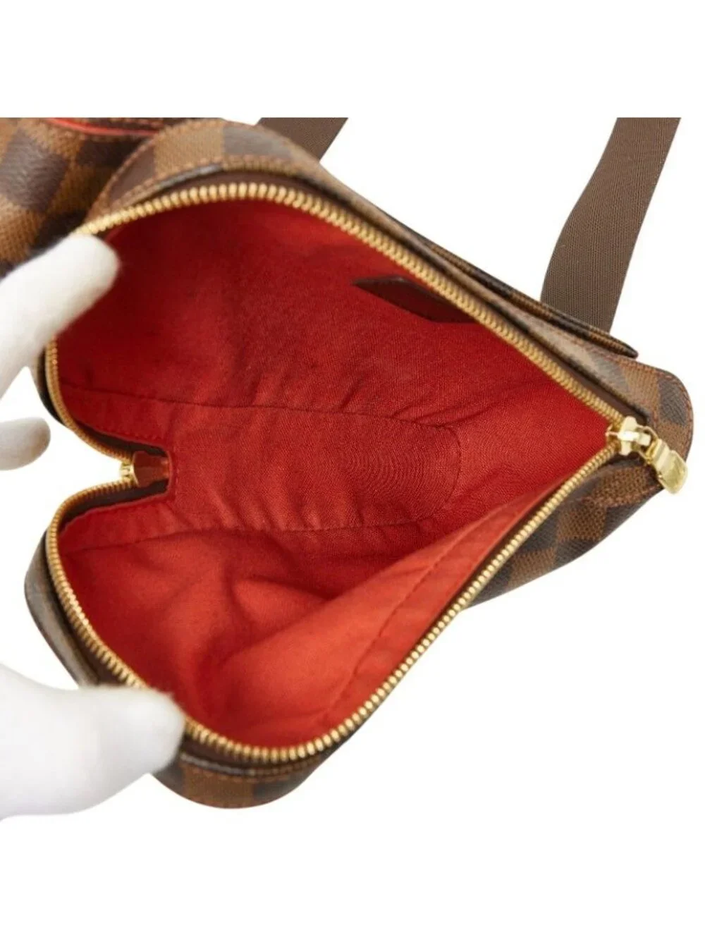 Louis Vuitton Damier Geronimos Shoulder Bag Brown Leather